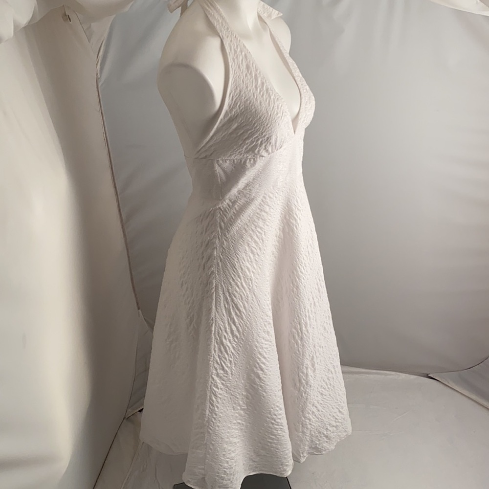 J Crew white textured cotton lined halter bridal dress 8 - Picture 2 of 10